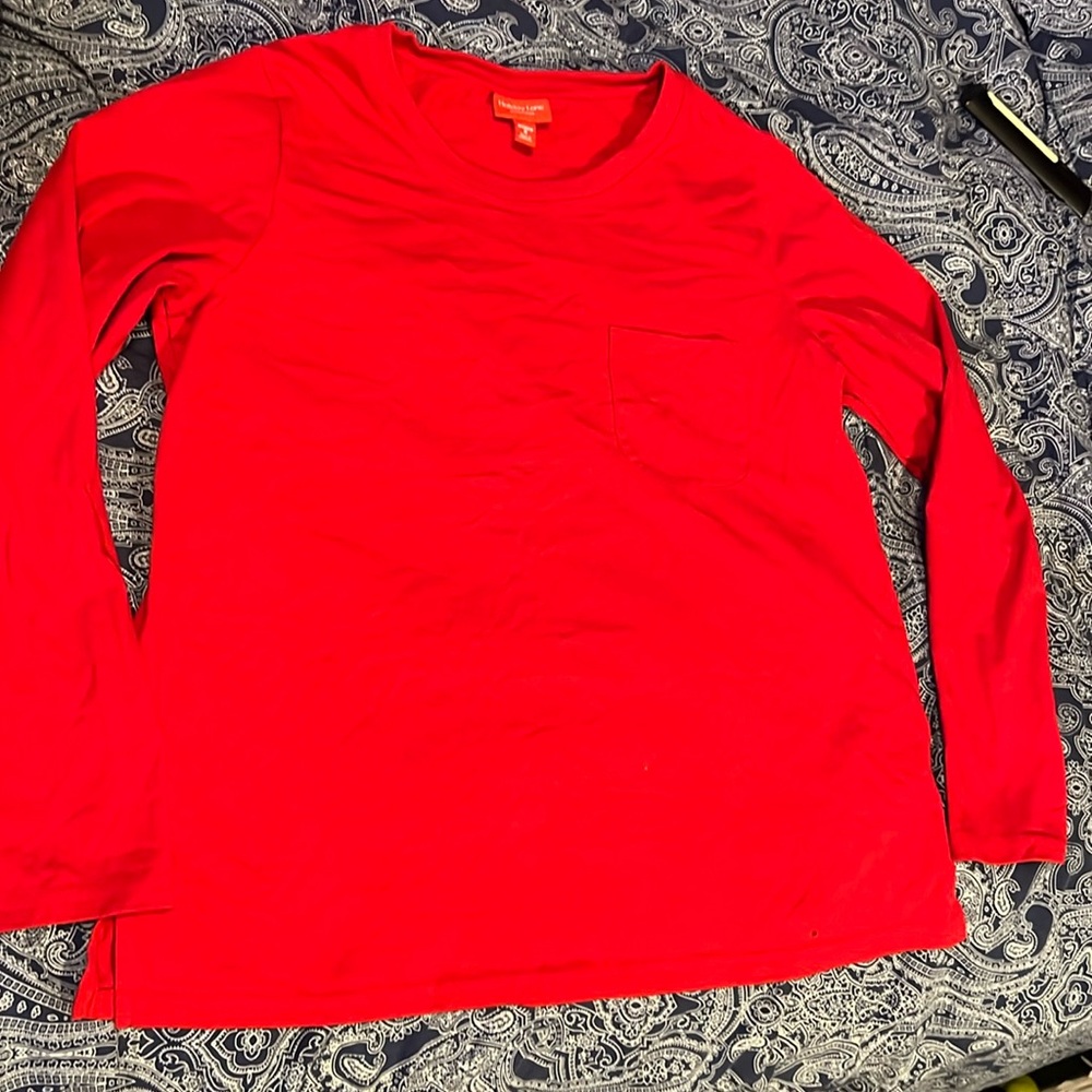 🔥RED LONG SLEEVE PJ SLEEP SHIRT EUC